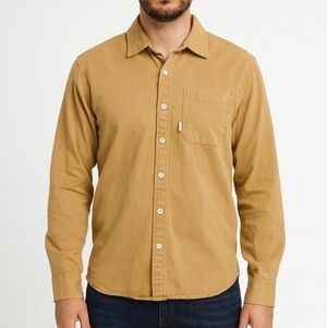 Topo Designs Mens Tan Dirt Shirt Button Up Size S Outdoor Athletic Minimalist